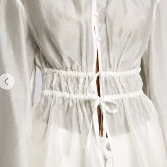 NWT & Other Stories Drawstring Waist Blouson Sleeve Blouse White Sz4 - Picture 2 of 10